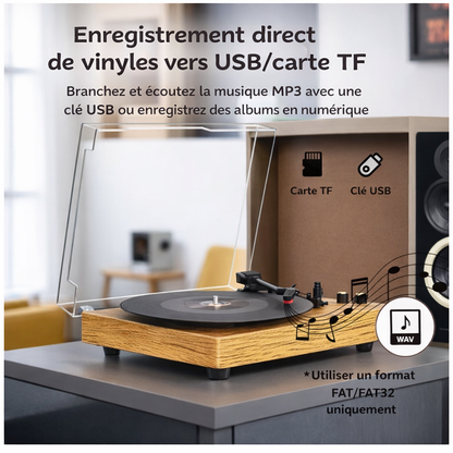 Platine vinyle à courroie Audio-Technica 33/45/78 tours RCA préampli intégré