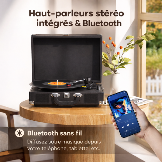 Platine vinyle portable MAIO Bluetooth 33/45/78 tours haut-parleurs intégrés RCA AUX