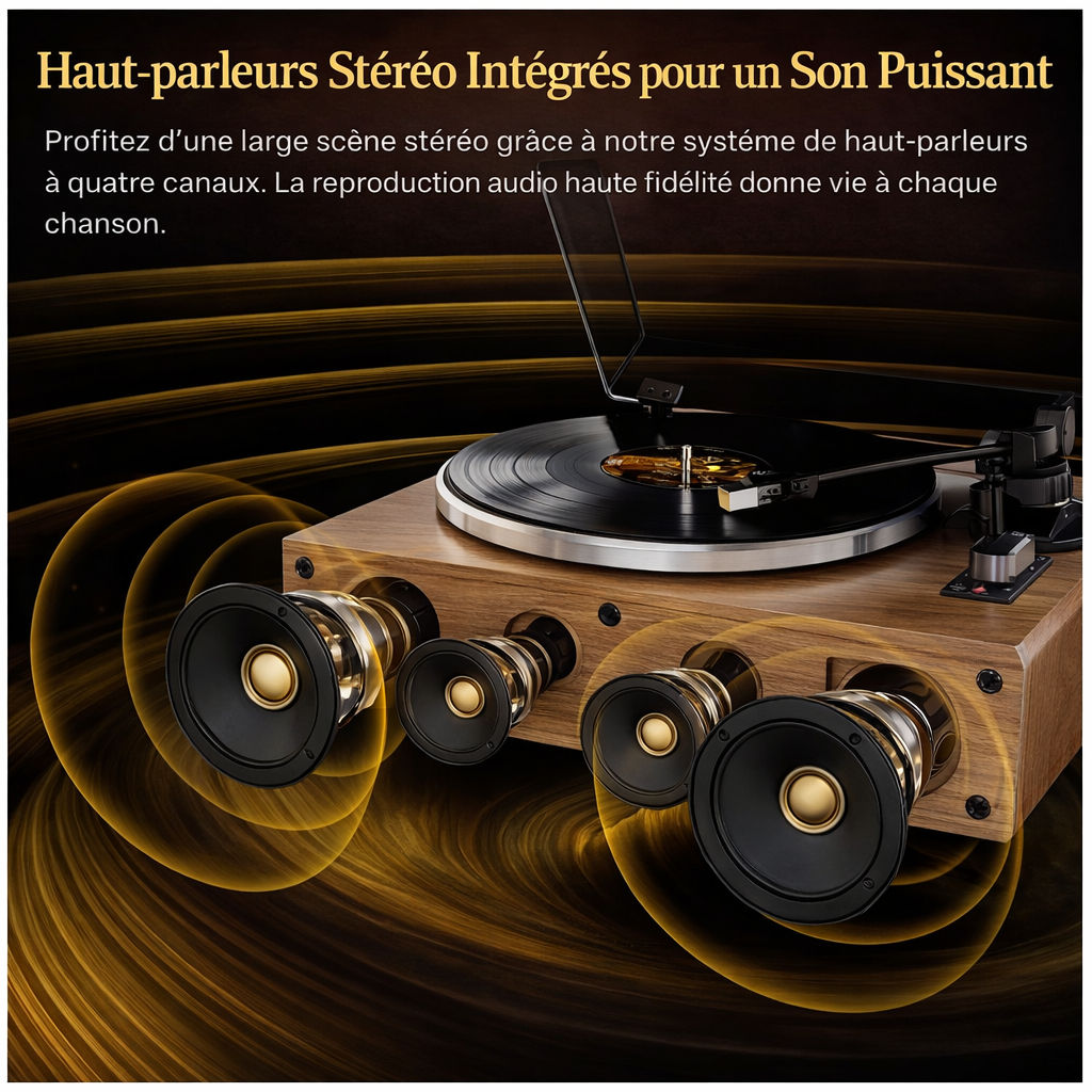 Platine vinyle XJ-HOME XJ-H02 Bluetooth 7" 10" 12" haut-parleurs intégrés sortie RCA AUX