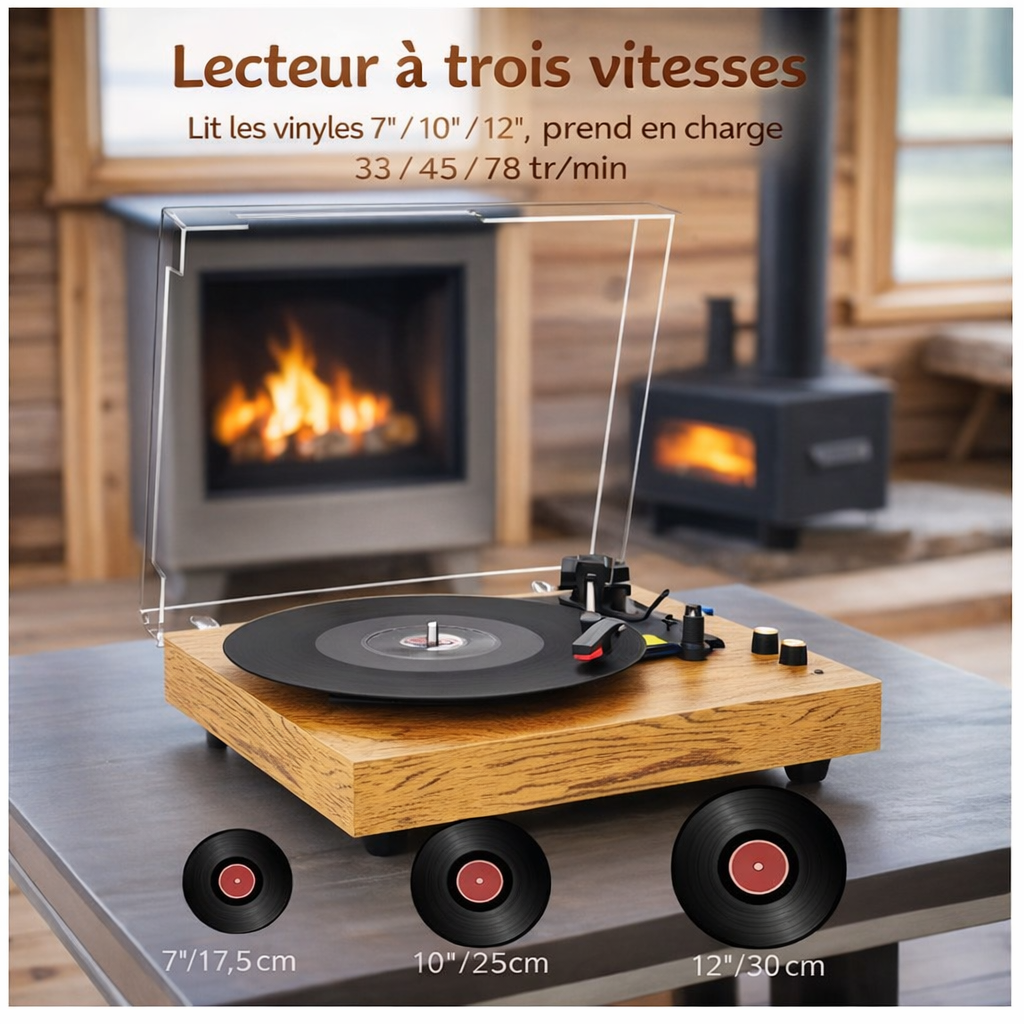 Platine vinyle à courroie Audio-Technica 33/45/78 tours RCA préampli intégré