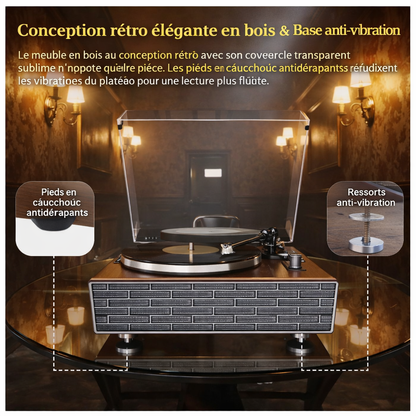 Platine vinyle XJ-HOME XJ-H02 Bluetooth 7" 10" 12" haut-parleurs intégrés sortie RCA AUX